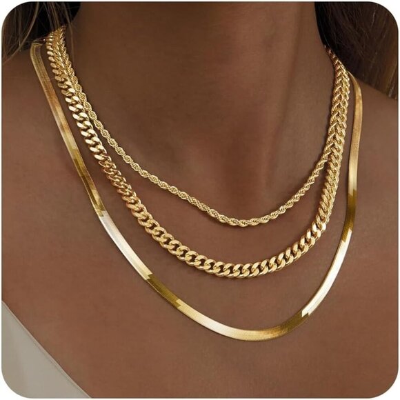 Jewelry - Gold Layered Necklace Set Women Dainty Adjustable Hypoallergenic Fashion